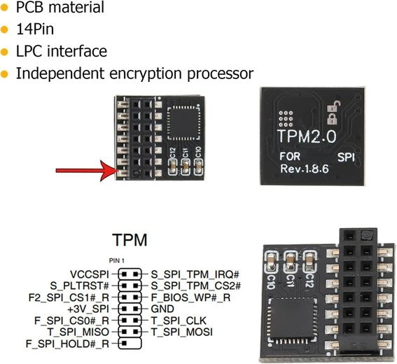 Tpm Module Pinout Pre 14-pinový modul SPI Tpm 2.0, šifrovací bezpečnostný čip pre ...