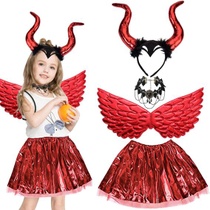 Halloweenský kostým pro děti dívky, křídla červeného ďábla,…