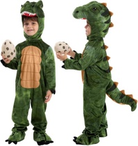 Strašidelné výtvory Dětský zelený realistický kostým T-Rex…