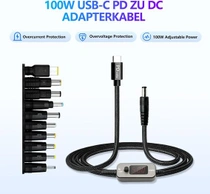 Adaptérový kabel AYWHP USB-C PD na DC, 100 W, 5 V, 9 V, 12…