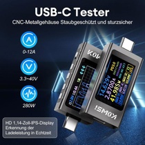 Heemol USB tester 3,3 V - 40 V USB C metr 12 A, digitální…