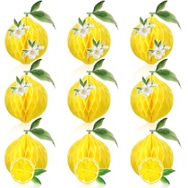 9 dekorací s citronovými bambulkami ve tvaru plástve,…