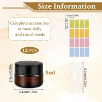 12 jantarových skleněných dóz na krém k doplňování, 5ml…