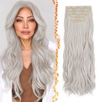 BARSDAR 60cm syntetické vrstvené vlnité šedé clip-in…