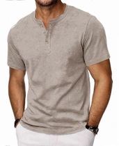 Pánske tričko HMIYA, 100% bavlna, vintage henley, krátky…