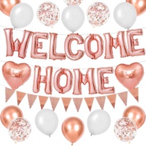 Sada růžovo-zlatých balónků DazzJoy Welcome Home, 16palcové…