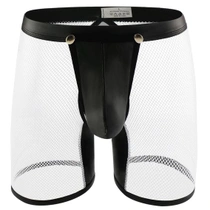 Pánské sexy síťované boxerky, průhledné, z umělé kůže,…
