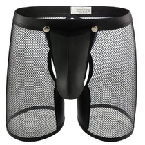 Pánské sexy síťované boxerky, průhledné, z umělé kůže,…