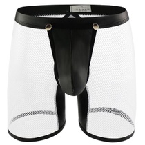 Pánské sexy síťované boxerky, průhledné, z umělé kůže,…