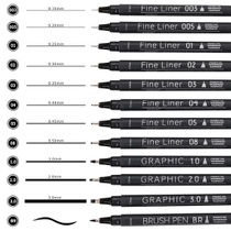 Fixky EYEYE, černá mikrofixka, tenký liner, 12 kusů,…
