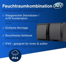 REV AquaForm, vypínač světla se zásuvkou, IP44, dvoupólový,…