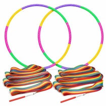 4dílná sada hula hoopů, fitness obruče a 2m taneční stuhy