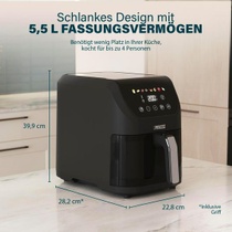 Princess Slim Horkovzdušná fritéza 5,5 l - 1500 W - tichý…