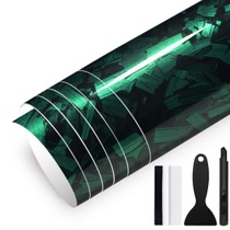 30cm x 150cm PET kovaná uhlíková fólia lesklá zelená so…