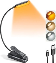 Čítacia lampa Glocusent s knižnou svorkou, dobíjacia knižná…