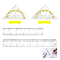 Sada 2 kusů úhelníku s rukojetí a 2 kusů pravítka (15 cm +…