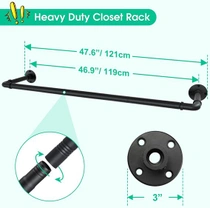 Nástěnný šatní věšák, 119cm průmyslový trubkový věšák na…