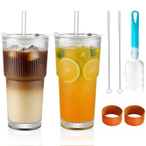 2 x 600ml sklenice na pití s víčky a brčky, sklenice na…