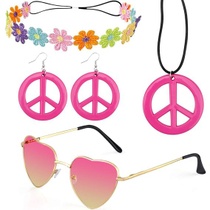Sada hippie kostýmů, hippie doplňky, hippie čelenka,…