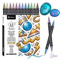 Akrylové fixky Artecho, 12 metalických farieb, 0,5-5 mm,…