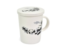 Porcelánový hrnek Royal Tea se sítkem bílý Panda II. jakost