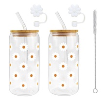 2 x 500ml sklenené tégliky Daisy s viečkom a slamkou,…