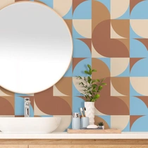 VaryPaper Geometrická tapeta Samolepiace Modrá Hnedá…