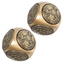 2 mosazné kuličky Baoding, čínské ruční kuličky s reliéfním…