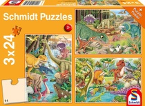 Schmidt 56465 Zábava s dinosaury Dětské puzzle, 3x24 dílků