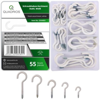 QUADRIOS | Súprava skrutkovacích háčikov | 55 Heavy Duty Coated Ocele The Threadhh Shehes skrutky pre