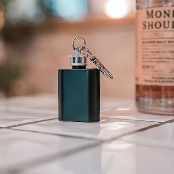 Mini bedrový prívesok na kľúče Čierna Strieborná Zelená Nerezová bedrová banka malá 1oz (30ml)