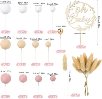 Yamitora Balení 49 kusů Oh Baby Cake Topper Dřevo, Oh Baby Cake Topper Dekorace na dort pro