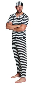 Boland 83820 - Souprava vězeňských kostýmů pro muže, velikost M/L, přestrojení za trestance na