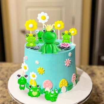LaVenty Frog Princess Dort Dekorace Žabí dort Topper Zahradní dort Dekorace Daisy Dort Dekorace