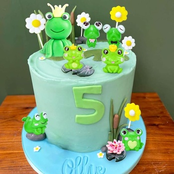 LaVenty Frog Princess Dort Dekorace Žabí dort Topper Zahradní dort Dekorace Daisy Dort Dekorace