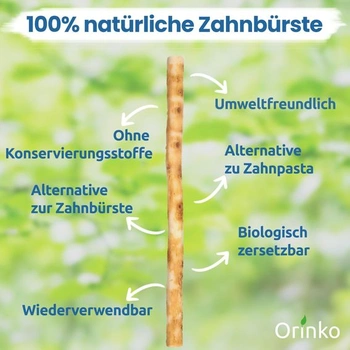 100% prírodná zubná kefka Miswak pre biele zuby a ústnu hygienu - šetrná k životnému prostrediu