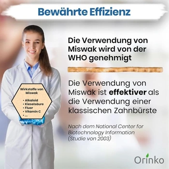 100% prírodná zubná kefka Miswak pre biele zuby a ústnu hygienu - šetrná k životnému prostrediu