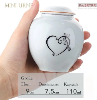 PIOSRTRR Mini urna na popel, malá urna pro dospělé/zvířata, 110 ml, vyrobená z keramiky, zelená