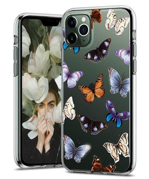 BSLVWG kompatibilní s iPhone 11 Pro Max Case, Květinový vzor Čirý design Pevný zadní kryt s měkkým