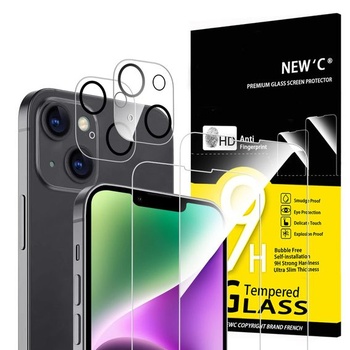 NEW'C 4 kusy, 2 x 9H tvrdená sklenená fólia pre iPhone 14 (6,1