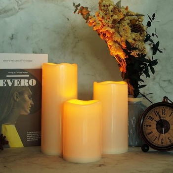 Homemory Outdoor voděodolné bezplamenové svíčky Blikající LED sloupkové svíčky na baterie s