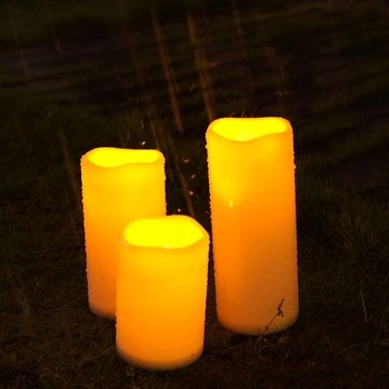 Homemory Outdoor voděodolné bezplamenové svíčky Blikající LED sloupkové svíčky na baterie s