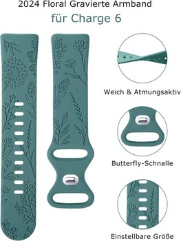TOYOUTHS Pampeliška květinový gravírovaný náramek kompatibilní s náramkem Fitbit Charge 6/Charge 5