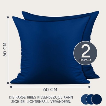 Dreamzie obliečky na vankúše 60x60 zosilnená bavlna (sada 2 ks) - tmavo modrá - tesná väzba pri 57
