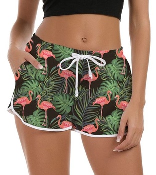 Dámské koupací šortky Fanient Flamingos Graphic Legrační plavky Running Lounge Sportovní Board