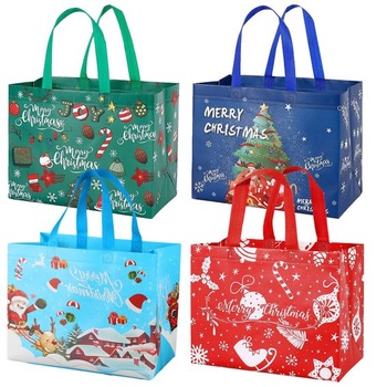 Vánoční dárkové tašky, 4 kusy vánoční tašky, vánoční tašky, velké vánoční tašky s uchem,