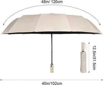 Deštník skládací Aolso, béžový, 102 cm