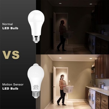 Žárovka LUTW s pohybovým senzorem, E27 LED žárovky 9W 900LM Denní světlo Bílá 5000K Automatické