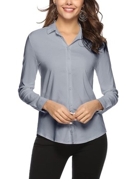 Irevial košile s krátkým rukávem dámská basic halenka slim fit knoflíčky košile s dlouhým rukávem
