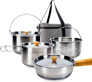Kempingová sada riadu KingCamp z nerezu